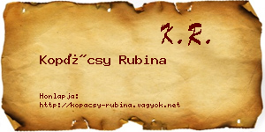 Kopácsy Rubina névjegykártya